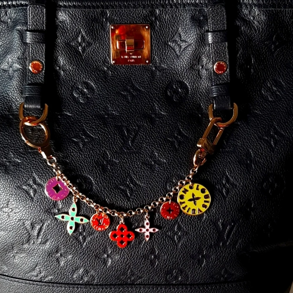 Louis Vuitton Authentic Monogram Multicolor Looping Chain Key Ring EUC